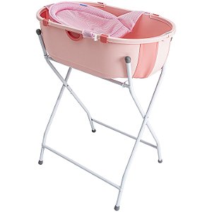 Banheira Dobrável Flap Plus Rosa com Suporte - Kiddo