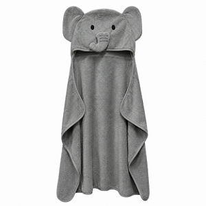 Toalha de Banho com Capuz Comfort Power Sec Elefante Cinza - Laço Bebê