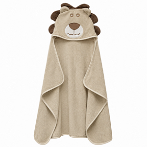 Toalha de Banho com Capuz Comfort Power Sec Leão Bege - Laço Bebê