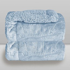 Cobertor Bebê Plush com Sherpa Ferrete 0,90 x 1,10 Azul Bebê