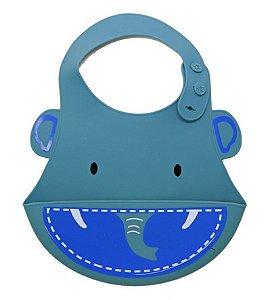 Babador de Silicone Elefante Azul - Kababy