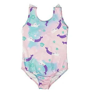 Maiô Infantil Gatinha Sereia Rosa - Marckids
