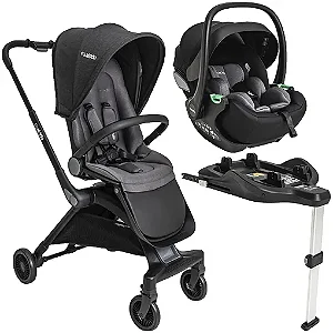 Carrinho de Bebê Kiddo Savvy 360° + Moisés + Bebê Conforto Yuba + Base Preto