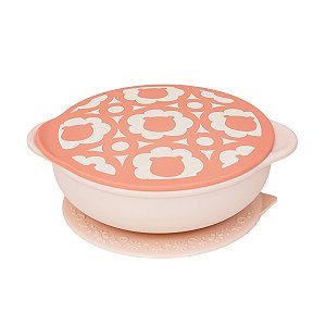 Tigela com Sucção e Tampa em Silicone Coral Marcus & Marcus