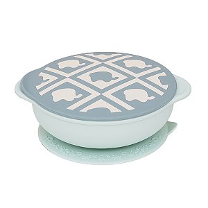 Tigela com Sucção e Tampa em Silicone Verde Menta Marcus & Marcus