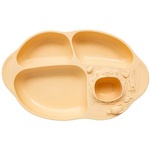 Prato de Silicone com Divisórias e Sucção Amarelo Manteiga Marcus & Marcus