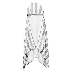Toalha de Banho com Capuz Kids Power Sec 140x70cm Cinza Listrada