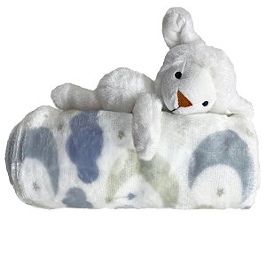 Kit Manta e Pelúcia Laço Bebê Lua Azul e Ovelha - Laço Bebê
