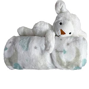 Kit Manta e Pelúcia Laço Bebê Lua Verde e Ovelha - Laço Bebê