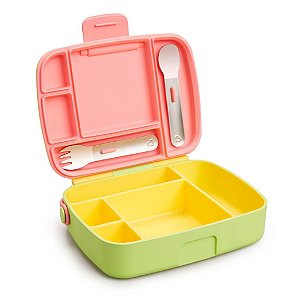 Baby Open Box - Lancheira Bento Box com Talheres Amarelo/Verde/Rosa - Munchkin