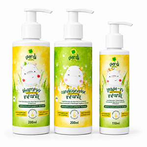 Kit Shampoo + Condicionador + Leave In Infantil Aloe Vera e Camomila Verdi Natural