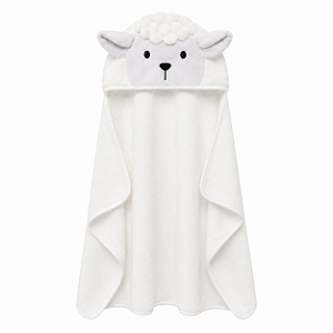 Toalha de Banho com Capuz Comfort Power Sec Ovelha Branco - Laço Bebê