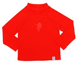 Camiseta Infantil de Banho com FPS 50+ Manga Longa Vermelha - Ecoeplay 