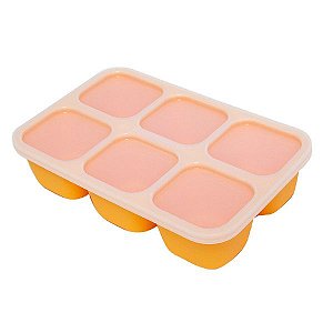 Porta Papinha de Silicone com Tampa 6 Cubos (60ml) Girafa - Marcus & Marcus