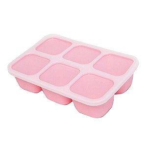 Porta Papinha de Silicone com Tampa 6 Cubos (60ml) Porquinho - Marcus & Marcus