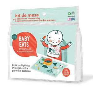 Kit Jogo Americano Adesivo e Babador Descartáveis Baby Eats (06 unidades) - Likluc