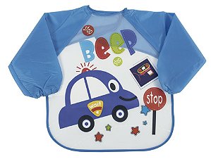 Babador com Manga BLW Carro Azul - Kababy