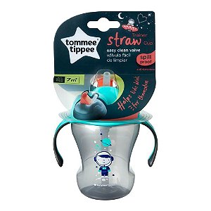 Copo de Treinamento com Canudo Macio Straw 230ml Cinza e Verde - Tommee Tippee