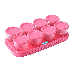 Kit 3 Pote Rosa de Papinha para Congelar Armazenar Comida Bebe