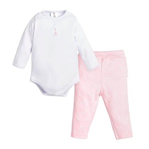 Conjunto Body e Calça Sophie La Girafe (Algodão Egípcio) Rosa