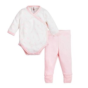 Conjunto Body Transpassado Sophie La Girafe (Algodão Egípcio) Rosa