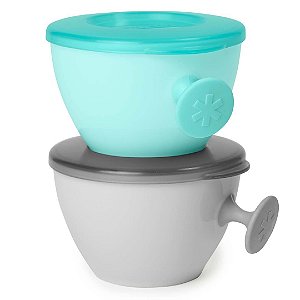 Tigelas Bowls Easy-Grab com Tampa Cinza e Azul - Skip Hop