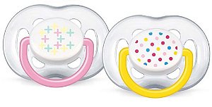 Chupeta Ortodôntica Free Flow Contemporânea 6-18 Meses com 2 unidades Menina - Philips Avent