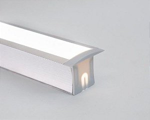 Perfil Alumínio de Embutir Duo Difusor Leitoso para LED