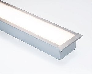 Perfil Alumínio de Embutir Wide Difusor Leitoso para LED