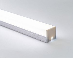 Perfil Alumínio de Sobrepor Square Difusor Leitoso para LED