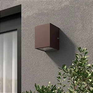 Arandela 2 Facos Dois Focos Luminária Externa Interna Muro Parede Alumínio Marrom -153