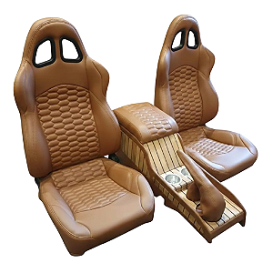 BANCO PARA LAND ROVER DEFENDER RALLYE DESIGN STRADALE EM COURO + CONSOLE EM COURO COM TECA