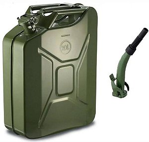 GALÃO DE METAL VIATURA MILITAR 20L 0.6MM + EXTENSÃO RÍGIDA/FLEXÍVEL