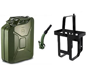 GALÃO DE METAL VIATURA MILITAR 20L 0.6MM + EXTENSÃO RÍGIDA/FLEXÍVEL
