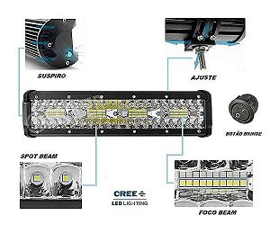 Barra Led 240w 8d Cree Leds 30cm Off Road Gaiola Jeep Quadriciclo UTV e ATV