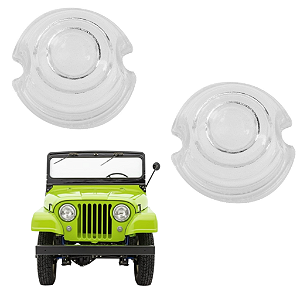 Par Lente Lanterna Dianteira Acrílico Jeep Willys Rural F75