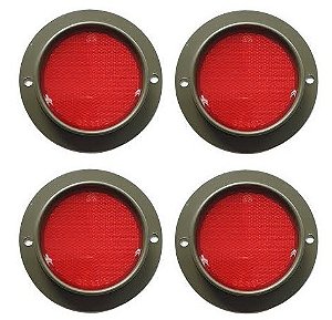 REFLETOR METAL VERMELHO OLHO DE GATO JEEP MILITAR  E VIATURAS  4 PEÇAS