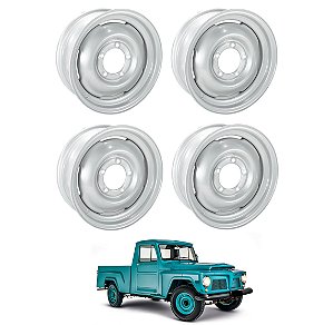 JOGO DE RODA ORIGINAL PICAPE JEEP 75 WILLYS / FORD ARO 16X6 / 5 FUROS