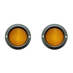 Par Refletor Metal Amarelo Ambar Olho Gato Jeep Caminhao Militar