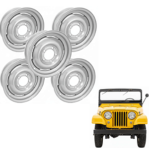 Jogo de Roda Original Ferro 16x6 Jeep Willys F75 5 Furos Prata (4un)