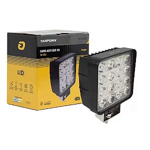 Farol Milha Led Quadrado Alumínio 6000k 16 Led Cree 48w 9-60v Tarponn