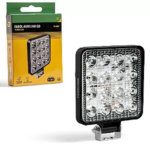 Farol Milha Led Quadrado Alumínio Fit 6000k 16 Led Smd 12/24v Tarponn