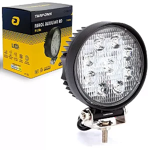 Farol Milha Led Redondo Alumínio 6000k 9 Led Cree 27w 9-60v Tarponn