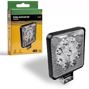 Farol Milha Led Quadrado Fit Alumínio 6000k 9 Led 12/24v Tarponn