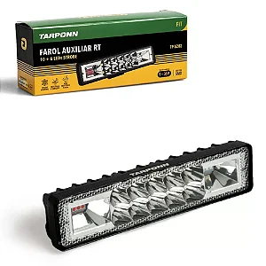 Farol Milha Led Retangular Fit Alunínio 16 Led Strobo 12/24v Tarponn