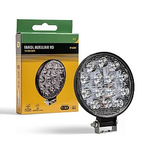 Farol Milha Led Redondo Fit Alunínio 6000k 14 Led Smd 12/24v Tarponn