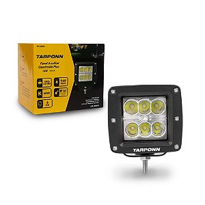 Farol Milha Led Quadrado Alumínio 6000k 6 Led Cree 18w 9-60v Tarponn