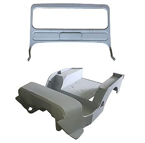 CARROCERIA CAIXOTE C/ QUADRO PARABRISA JEEP WILLYS CJ3 EM AÇO