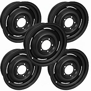 JOGO DE RODA ORIGINAL PARA JEEP CJ5 WILLYS / FORD ARO 16X6 / 5 FUROS PRETA