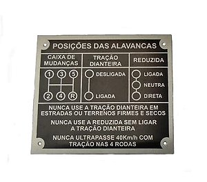 PLAQUETA DO PAINEL 5 MARCHAS CLARK JEEP RURAL F75 COR PRETA